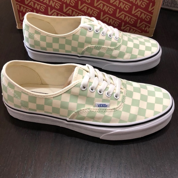 vans authentic checkerboard green